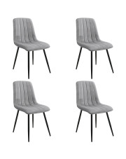 Zestaw 4 szarych krzeseł z pikowanym siedziskiem - Soniro 4X w sklepie Edinos.pl