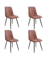 Komplet 4 różowych welurowych krzeseł - Soniro 4X w sklepie Edinos.pl