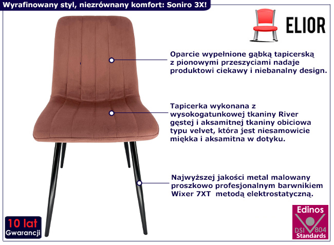 Krzeslo z kompletu 4 krzeseł Soniro 4X kolor różowy