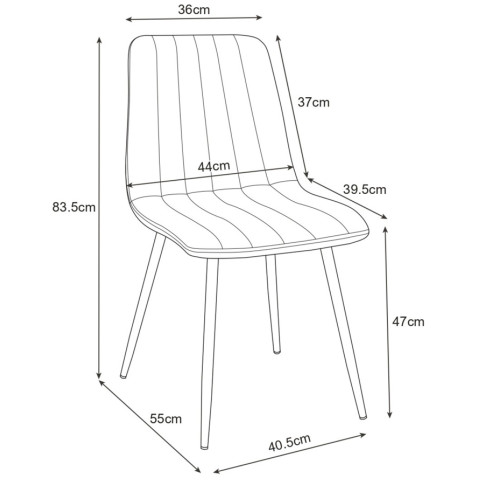 Wymiary krzesła z kompletu Soniro 4X