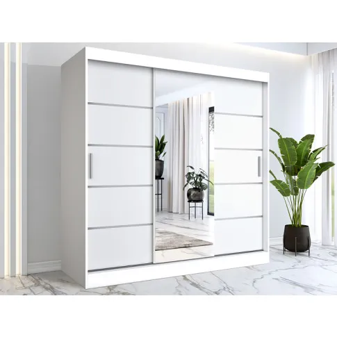 Zdjęcie przesuwna biała szafa z lustrem do pokoju Marmos 6X- sklep Edinos.pl