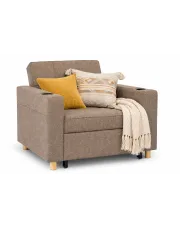 Beżowy rozkładany fotel z podnóżkiem amerykanka - Adens w sklepie Edinos.pl