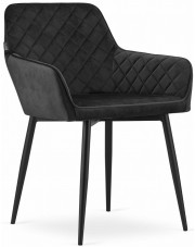 Czarne pikowane krzesło tapicerowane - Dante 3X w sklepie Edinos.pl