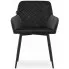 Czarne pikowane krzesło welurowe z podłokietnikami Dante