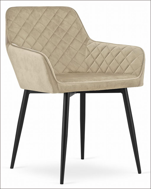 Beżowe pikowane krzesło tapicerowane Olinar 3X