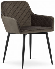 Welurowe pikowane krzesło metalowe kawa - Dante 3X w sklepie Edinos.pl