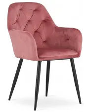 Różowe krzesło tapicerowane pikowane - Waris 3X w sklepie Edinos.pl