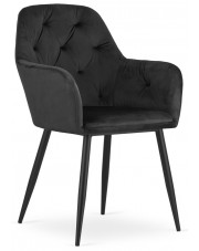 Czarne welurowe krzesło tapicerowane - Waris 3X w sklepie Edinos.pl