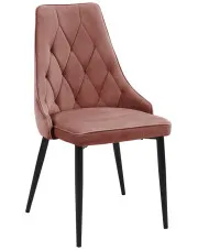 Tapicerowane różowe krzesło pikowane z czarnymi nogami - Sageri 3X