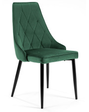 Welurowe krzesło z pikowanym oparciem butelkowa zieleń - Sageri 3X w sklepie Edinos.pl