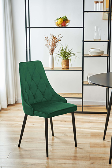 Wizualizacja tapicerowanego krzesła Sageri 3X kolor butelkowa zieleń