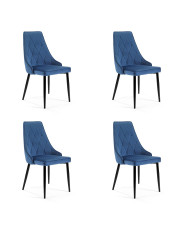 Welurowy komplet 4 krzeseł z pikowanym oparciem - Sageri 4X w sklepie Edinos.pl