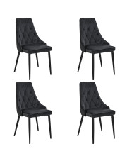 Komplet 4 czarnych krzeseł z pikowanym oparciem - Sageri 4X w sklepie Edinos.pl