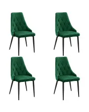 Zestaw welurowych krzeseł 4 sztuki butelkowa zieleń - Sageri 4X w sklepie Edinos.pl