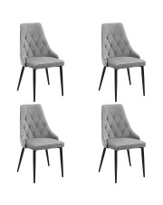 Szary komplet 4 welurowych krzeseł - Sageri 4X w sklepie Edinos.pl