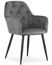 Szare metalowe krzesło tapicerowane - Waris 3X w sklepie Edinos.pl