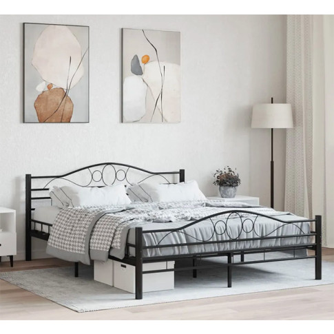 Czarne metalowe łóżko w stylu loft Frelox