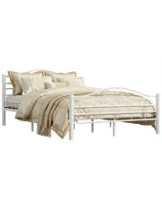 Białe metalowe łóżko 120x200 cm -  Audun w sklepie Edinos.pl