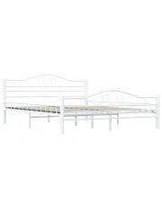 Minimalistyczne metalowe łóżko w kolorze białym 140x200 cm - Frelox w sklepie Edinos.pl