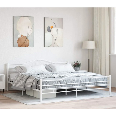 Wizualizacja wnętrza z białym metalowym łóżkiem Frelox
