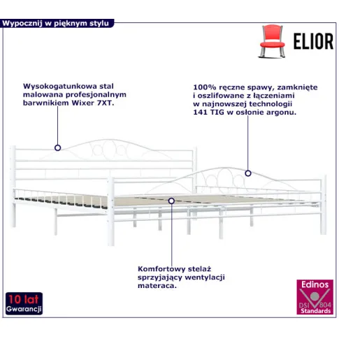 Białe metalowe łózko Frelox