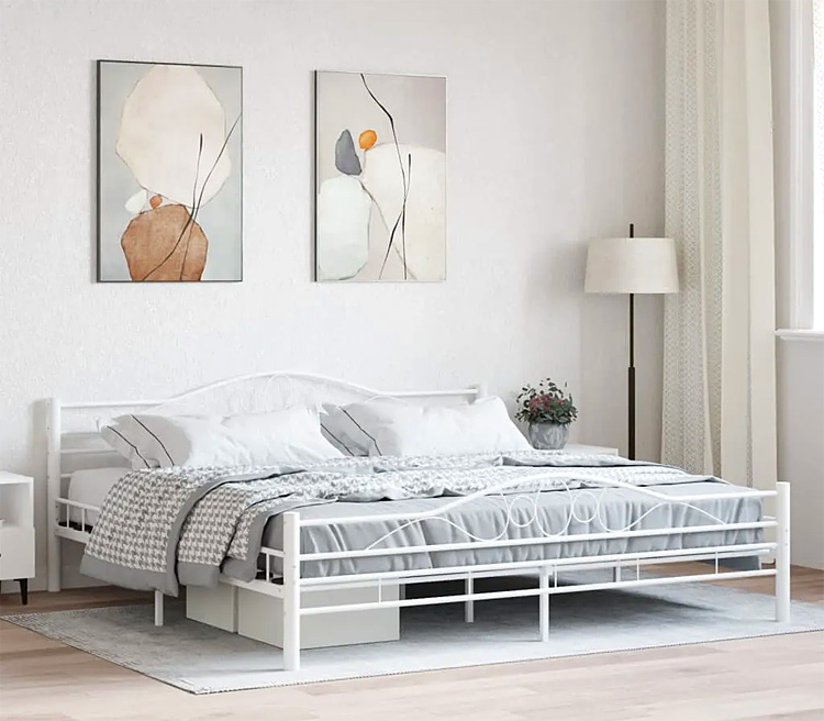 Metalowe białe łóżko Frelox 200 cm