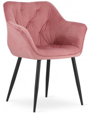 Różowe krzesło welurowe z podłokietnikami - Daris 3X w sklepie Edinos.pl