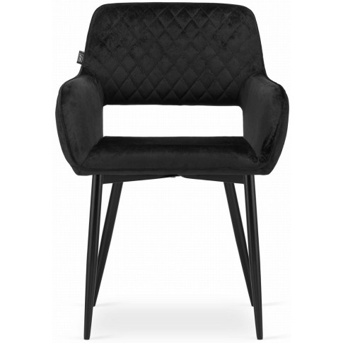 czarne pikowane krzeslo tapicerowane welurem rones 3x