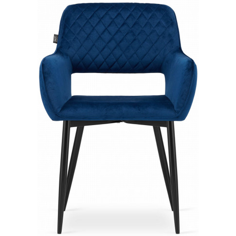 Granatowe krzesło welurowe pikowane Rones 3X