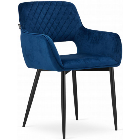 Niebieskie welurowe krzesło pikowane Rones