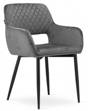 Szare nowoczesne krzesło metalowe welurowe - Rones 3X w sklepie Edinos.pl