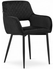 Czarne welurowe krzesło tapicerowane - Rones 3X w sklepie Edinos.pl
