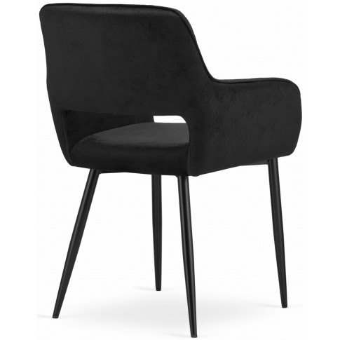 czarne welurowe krzeslo metalowe do salonu rones 3x