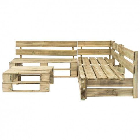 Fotografia Stół ogrodowy z palet i ławki - Nilsen 2X z kategorii Stoły, krzesła, ławki