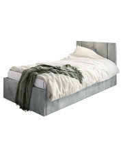 Popielate łóżko z welwetowym zagłówkiem Casini 3X - 3 rozmiary w sklepie Edinos.pl