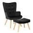 Czarny fotel z podnóżkiem do salonu - Eslo
