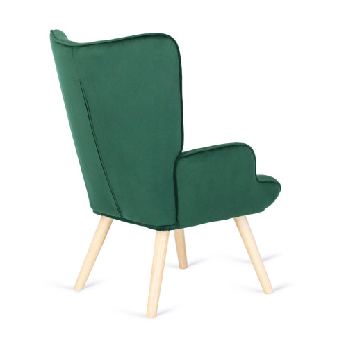Zielony fotel do salonu z podnóżkiem Eslo