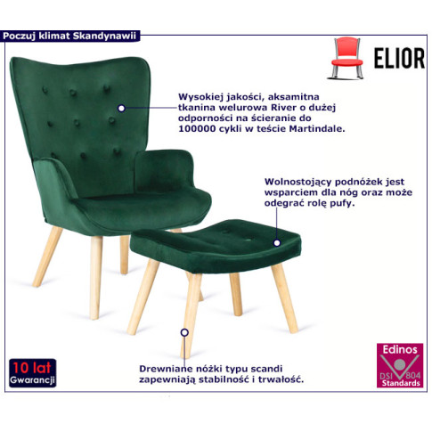Zielony fotel wypoczynkowy Eslo