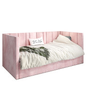 Różowe łóżko z oparciem i bokami Casini 5X - 3 rozmiary w sklepie Edinos.pl