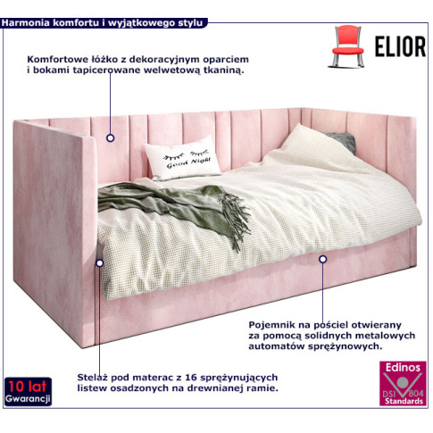 Tapicerowane różowe łóżko Casini 5X