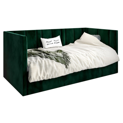 Zielone łóżko z pikowanym oparciem Casini 5X
