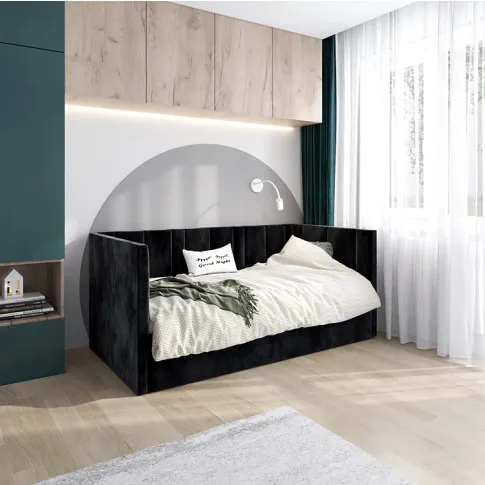 Czarne łóżko leżanka z oparciem Casini 5X