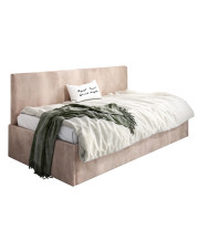 Beżowe welwetowe łóżko z oparciem Somma 4X - 3 rozmiary w sklepie Edinos.pl