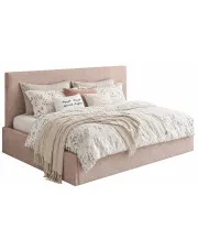 Beżowe welwetowe łóżko z oparciem Salma 4X - 4 rozmiary w sklepie Edinos.pl
