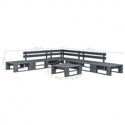 Zdjęcie vidaXL 6-cz. zestaw wypoczynkowy do ogrodu, palety z drewna FSC, szare | Edinos.pl
