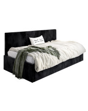 Czarne tapicerowane łóżko z pojemnikiem Somma 4X - 3 rozmiary w sklepie Edinos.pl