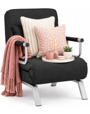 Czarny rozkładany fotel wypoczynkowy do salonu - Amris w sklepie Edinos.pl