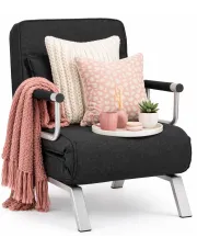 Czarny rozkładany fotel wypoczynkowy do salonu - Amris w sklepie Edinos.pl