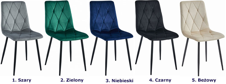 Kolory tapicerowanego welurowego krzesła metalowego Ukis