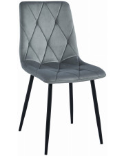Szare welurowe krzesło metalowe tapicerowane - Ukis w sklepie Edinos.pl